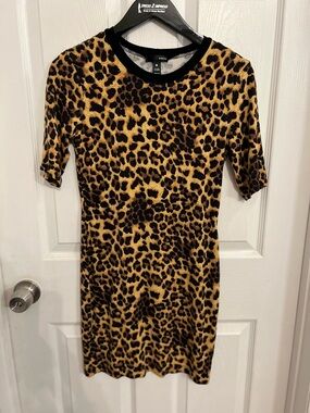 Aqua Leopard Print Mini Dress - Black & Brown